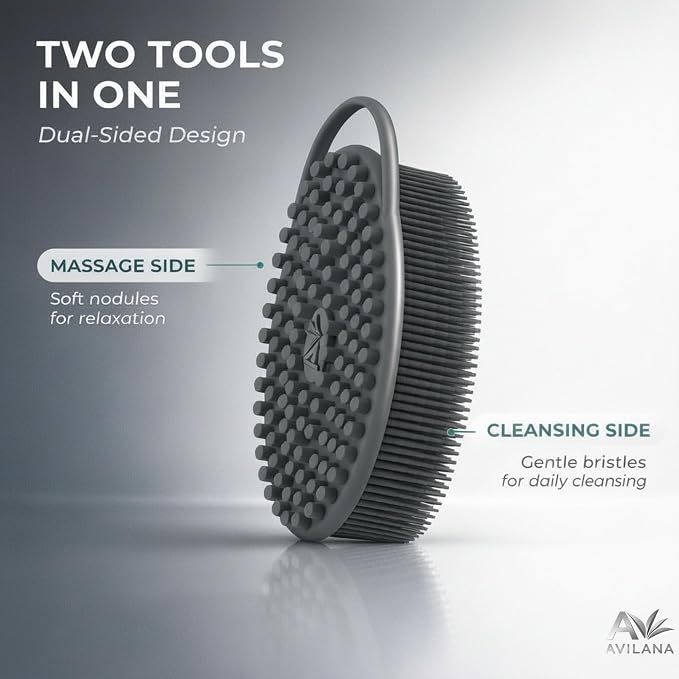 Dual-Sided Exfoliating Shower Brush for Sensitive Skin