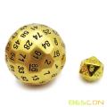 Bescon Solid Metal 100 Sided Dice, Game Dice D100, Giant Polyhedral Metal 100 Sides Dice 50MM in Diameter (1.97in), Matt Golden