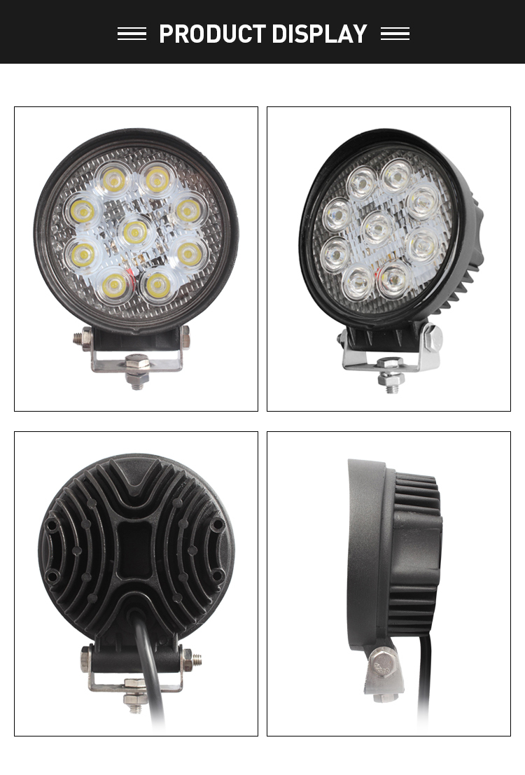 Rodada 4.5 "27w 9 pods levou luz de trabalho de spot de inundação, caminhão offroad ATV UTV universal levou luz de trabalho