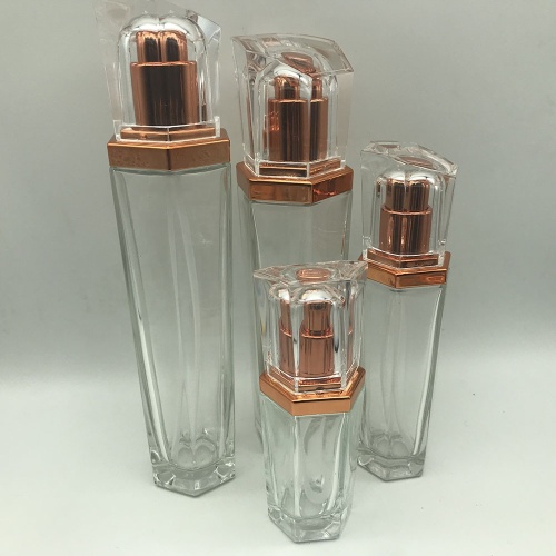 Hexagon glass cosmetic Spray Bottle and jar