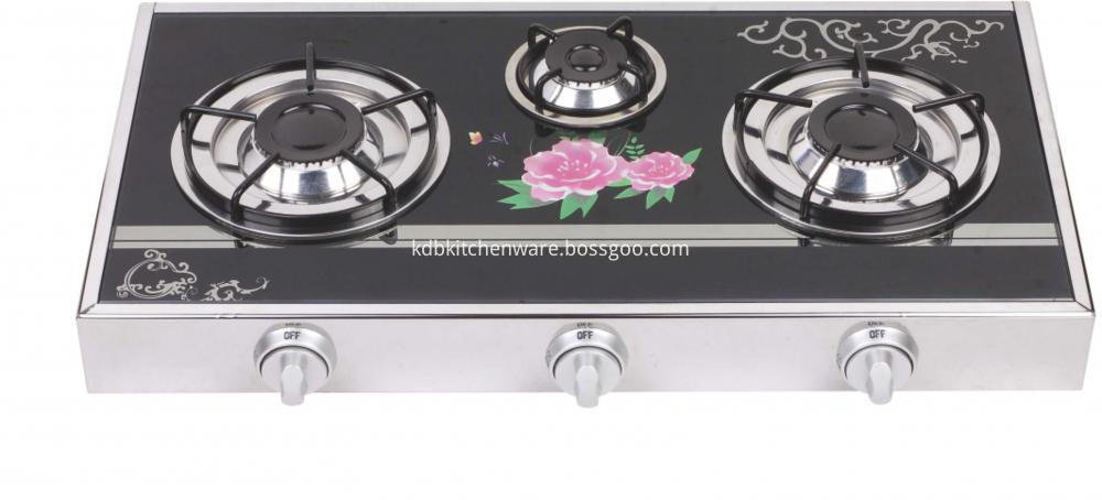 3 Burner Mirror Glass Top Cooker