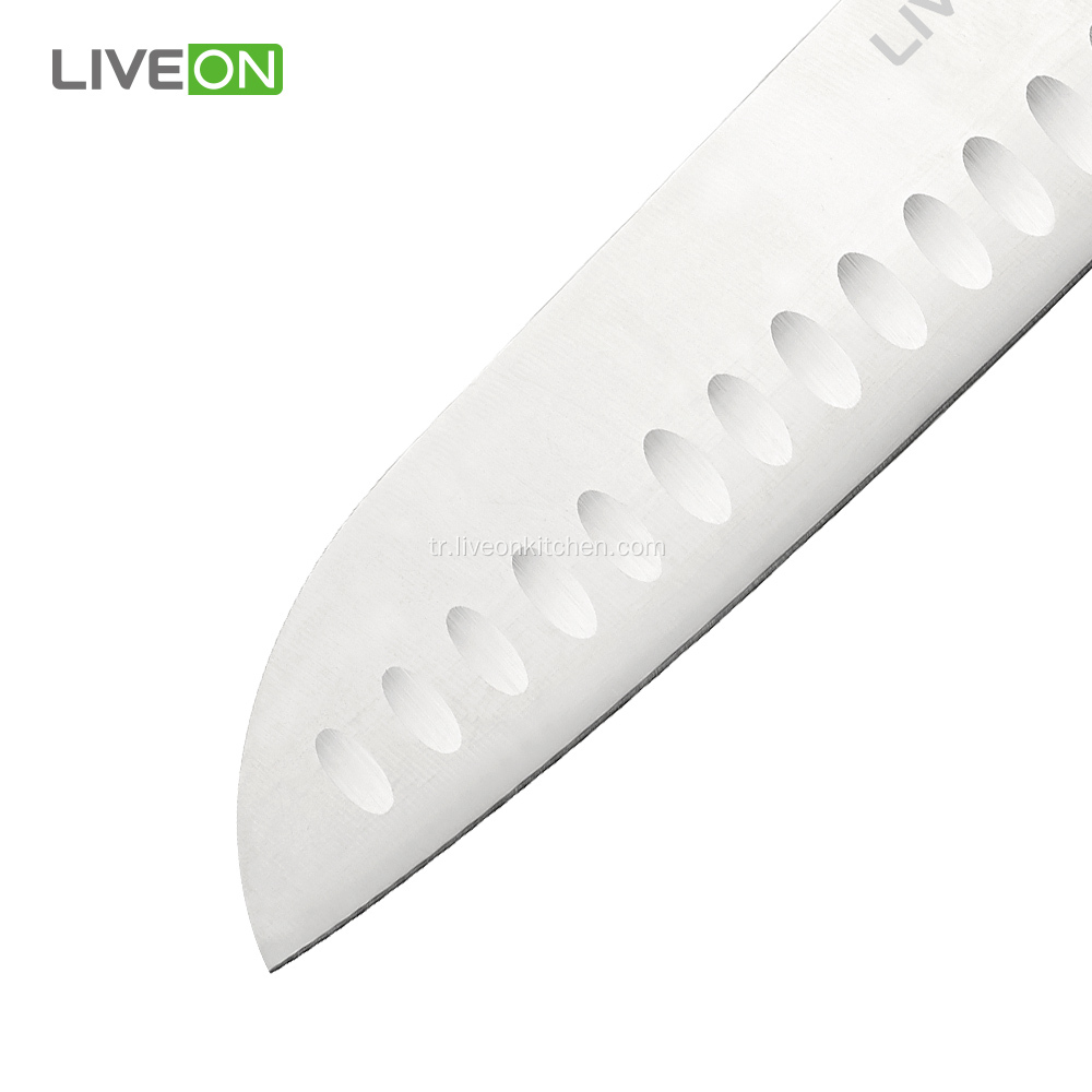 5Cr15MoV Çelik Pakka Ahşap Santoku Bıçak