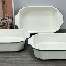 Durable Rectangular Ceramic Baking Tray for Kitchen