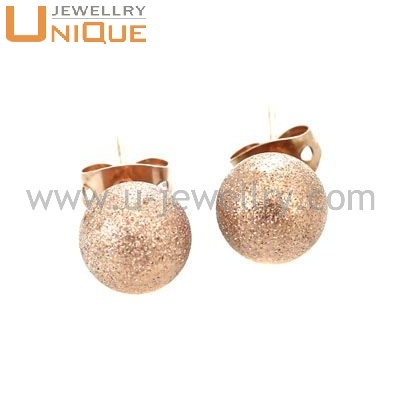 Stainless steel rose Sparkle bead earrings (E1305)
