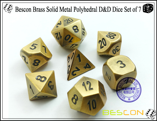 Bescon Brass Solid Metal Polyhedral D&D Dice Set of 7-2