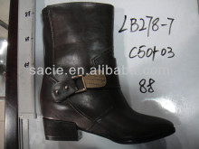 Ladies Women Middle Heel Winter Boot Buckle Deco