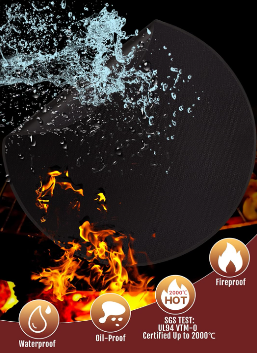 47in Round Fire Pit Mat for Stove Bonfire Grill Fireproof Stove Mat Outdoor Grill Deck Protector Circular Mat for Under Grill