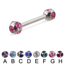 Multi Gem Ball Straight Barbell Nose Bar