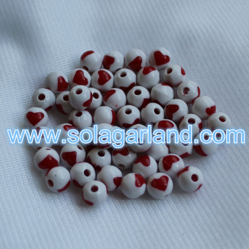 8MM Kunststoff rundes Herz klobige Perlen Bubblegum Halskette Perlen