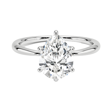 18K Pear Lab Diamond Engagement Ring | Floral Jewelry