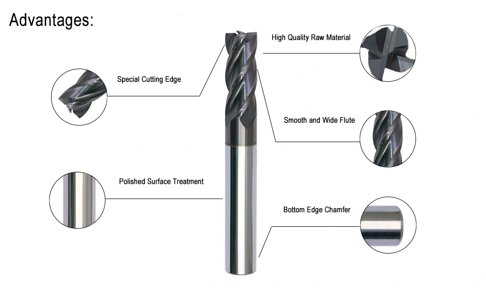 HRC55 Tungsten Carbide End Mill of Milling Cutter for Stainless Steel