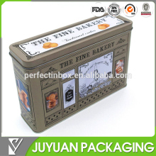 vintage design empty rectangle cookie tin box/ cookie tin can