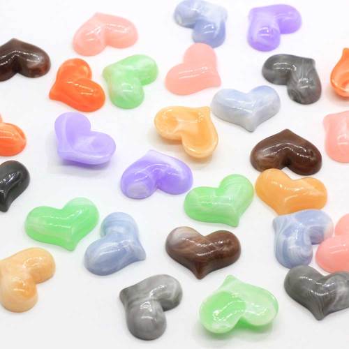 100pcs Multi Color Heart Shaped Resin Cabochon Flatback Beads Charms For Kids Toy Decor Hair Accessories For Women