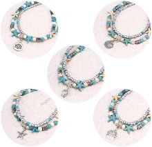 Bohemian Charm Anklets and Bracelets: Turquoise, Alloy, and Beach Style Accessories