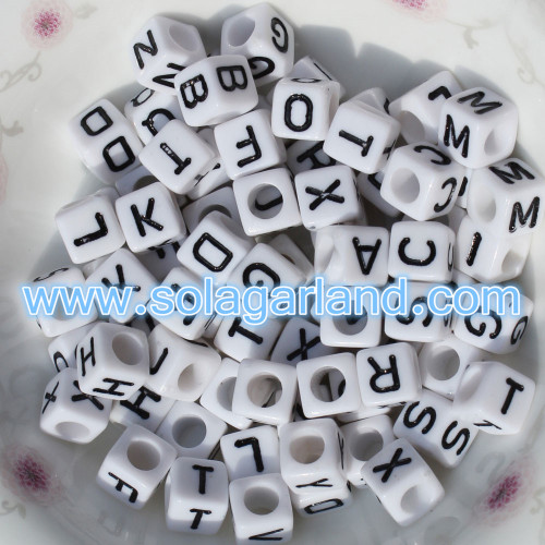 4x7mm Acryl Einzelalphabet Buchstabe Quadratische Würfelperlen AZ