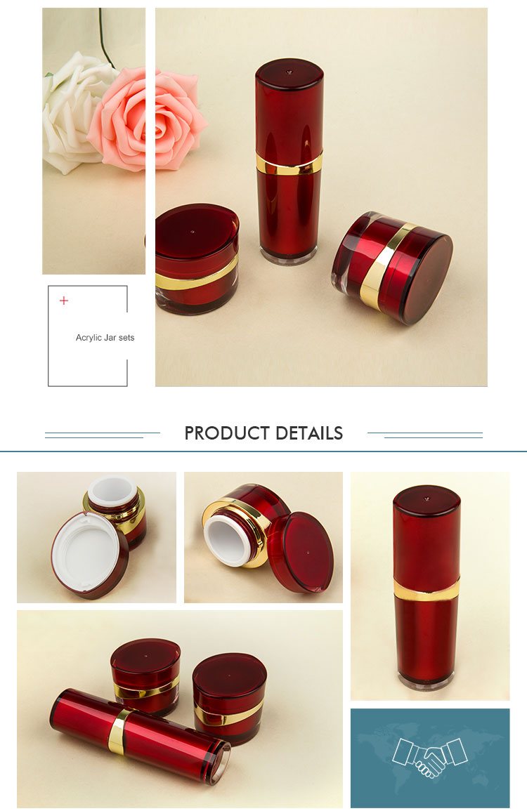 Luxury 15g 20g 30ml empty cylinder cosmetic face lotion cream plastic bottle jar package set with spray pump