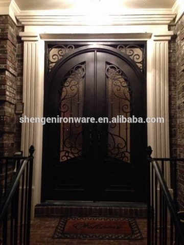 Wrought iron double entry doors