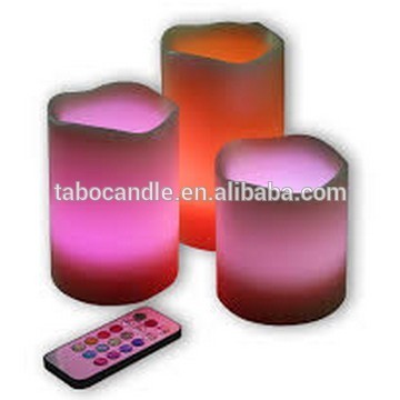 Flameless ivory wax change color led candle