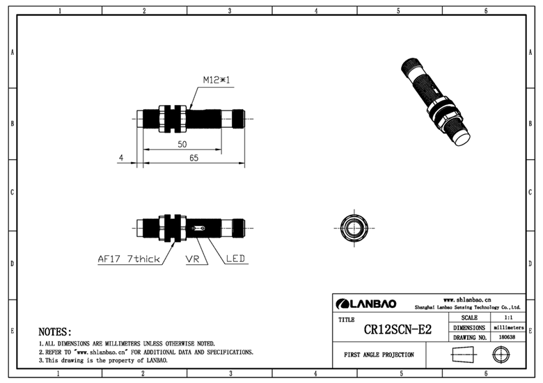 LANBAO M12 Plastic Capacitive Proximity Switch Sensor for Liquid Detection