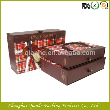 Drawer Paper Box With Ribbon Handle For Present