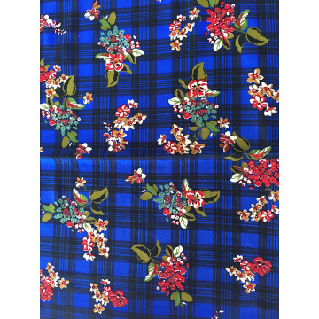 Check Flower Rayon Poplin 45S Light Printing Fabric