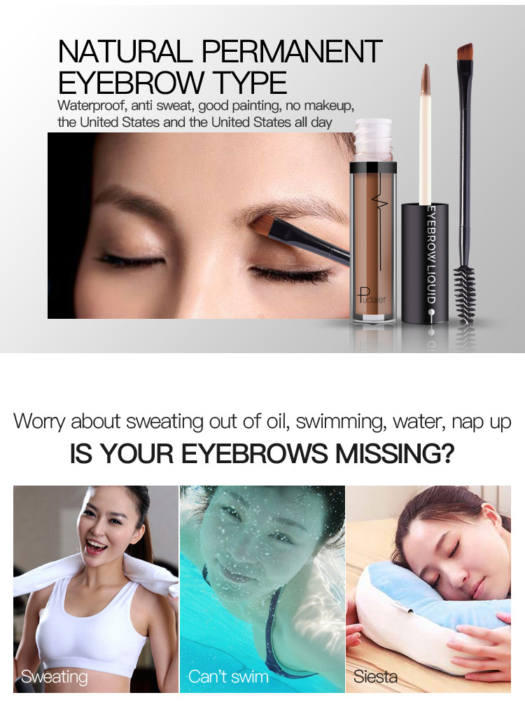 Pudaier Liquid Eyebrow Tint Gel Waterproof Eyebrow Enhancer