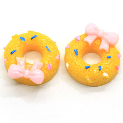 En gros 15mm Kawaii Bowknot Donuts Résine Décoration Artisanat Flatback Cabochon Simulation Alimentaire BRICOLAGE Scrapbooking Téléphone Cheveux Arc