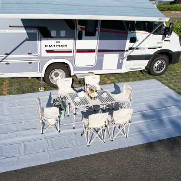 Dark Blue Outdoor RV Awning Mat for Florer Patios