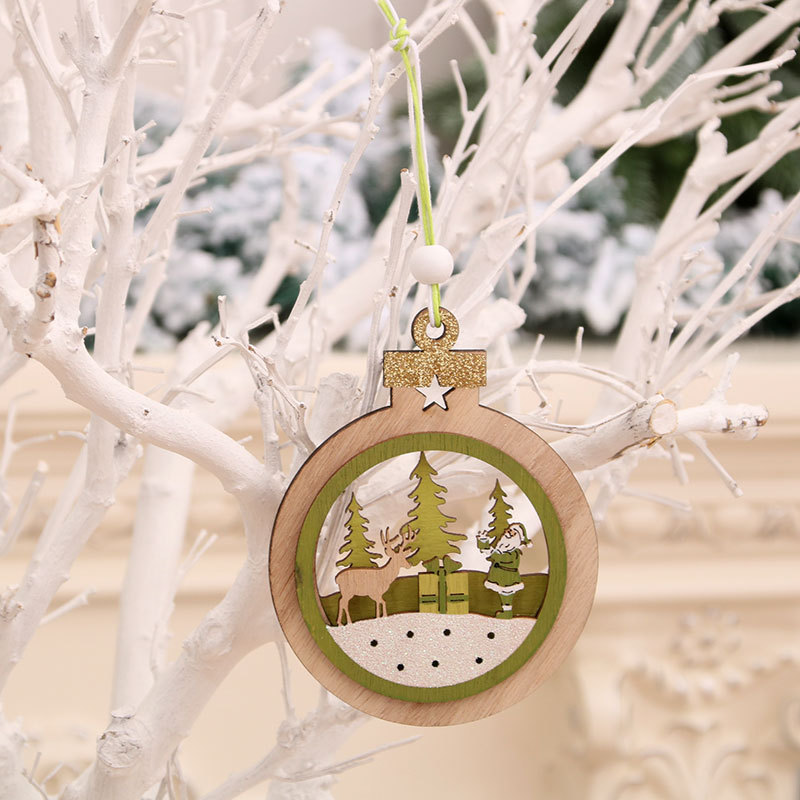 New Year 2022 1PC 2D 3D Christmas Ornament Wooden Hanging Pendants Star Xmas Tree Bell Christmas Decorations For Home Navidad