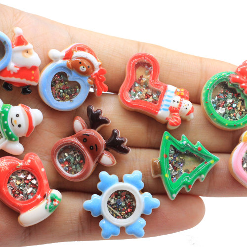 Brokat Christmas Charms Rzemiosło żywiczne Xmas Snow Deer Tree DIY Art Deco Kawaii Święty Mikołaj Wisiorek Naszyjnik Biżuteria Ozdoba Sklep