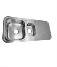 Stainless steel topmount double bowls sink with drainboard