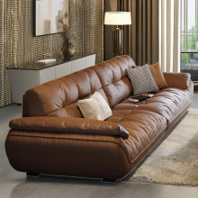 Chinese Classic Style First Layer Cowhide High Density Italian Cowhide Sofa with Cutting-Edge Design