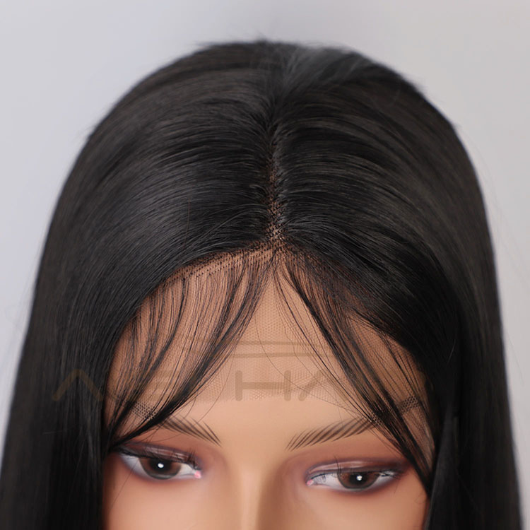 Aisi Hair Long Natural Straight Black Wig With Baby Hair Bangs Swiss Lace Wig Synthetic Lace Frontal Hair Wigs For Black Women