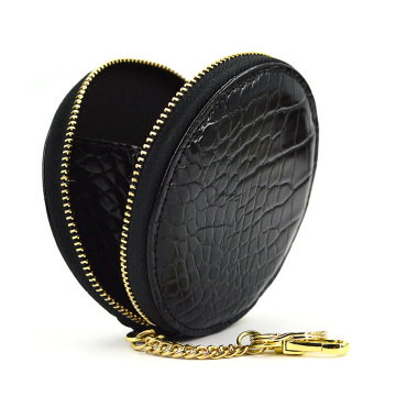 Women Genuine Round Pu Leather Zipper Coin Purse