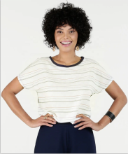 Front stripe printed polyester Back solid polyester Blouse