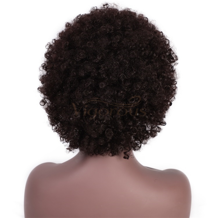 Vigorous Kinky Curly Hair Afro Short Natural Color Synthetic for Women Fluffy African American Cosplay Wigs