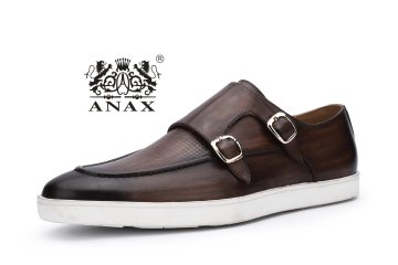 New Fashion Leather Rubber Casual Monk Shoes