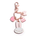 Metal Hard Enamel Rabbit Heart Charms Cartoon Keychain