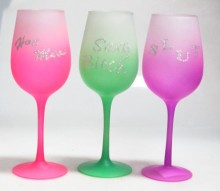 Fancy Hand painted coloured Frosting wine glass