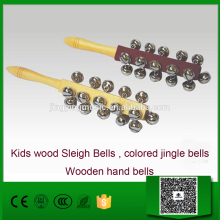 Kids wood Sleigh Bells , colored jingle bells,Wooden hand bells