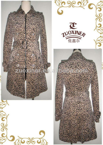 Women long fashion coat with leapord print