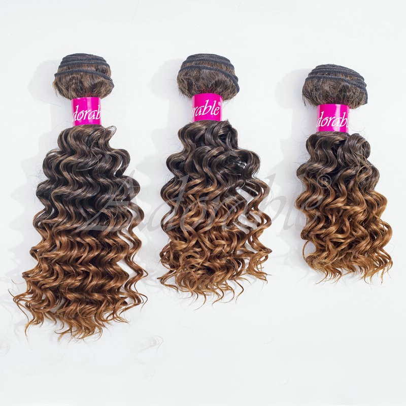 wholesale ombre color 1b30 synthetic deep wave crochet twist braids hair weave,alibaba non-remy two tone colored Jerry curl hair