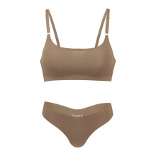 Large Size Seamless Thin Adjustable T-Back Bra Set for Women