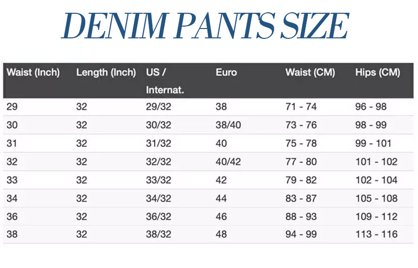 Size of Versatile and Comfort Men's Jeans