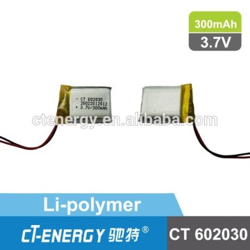 3.7v 300mah lipo battery packs CT602030 rechargeable battery