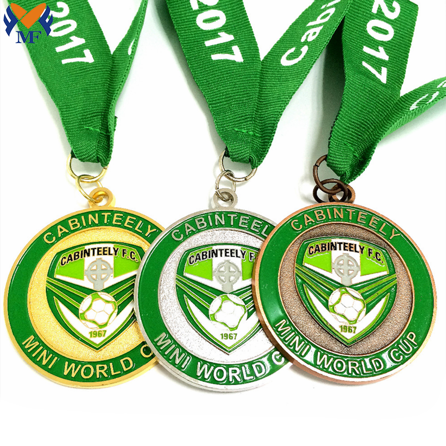 Custom Gold Metal Green Emaille Fußballmedaille