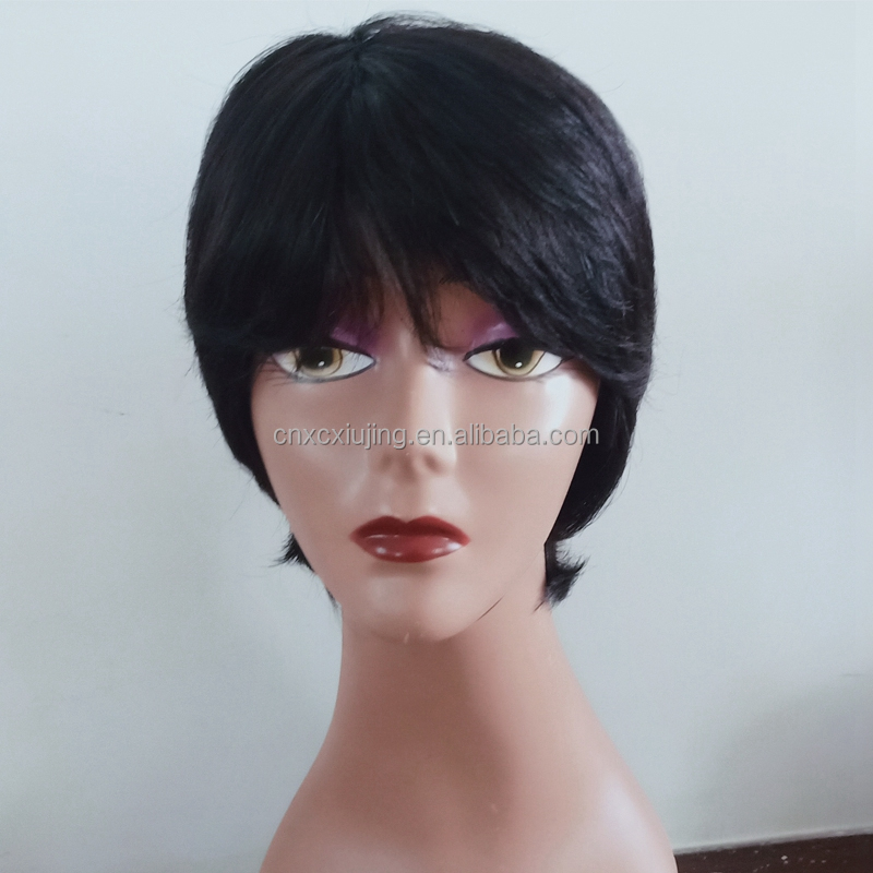 REINE Short Human Hair Wigs Pixie Cut Straight Remy Brazilian Hair for Black Women Machine Made  Cheap Glueless Wig