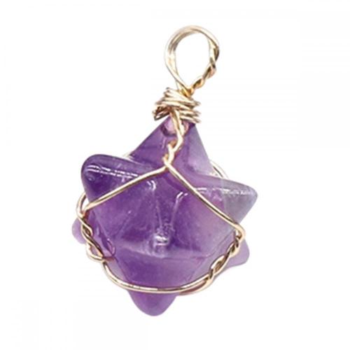 Amethyst Merkaba Star Pendants for Necklace Jewelry