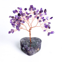 Raw Amethyst Copper Tree Resin Heart Base Ornament( Approx-56X120MM)