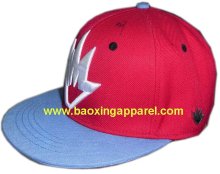 6 panels 3D embroidered fitted flat peak cap hat